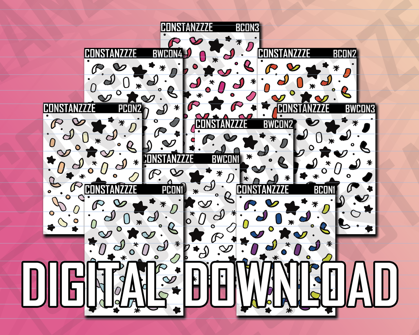 Digital Confetti Sticker Sheets