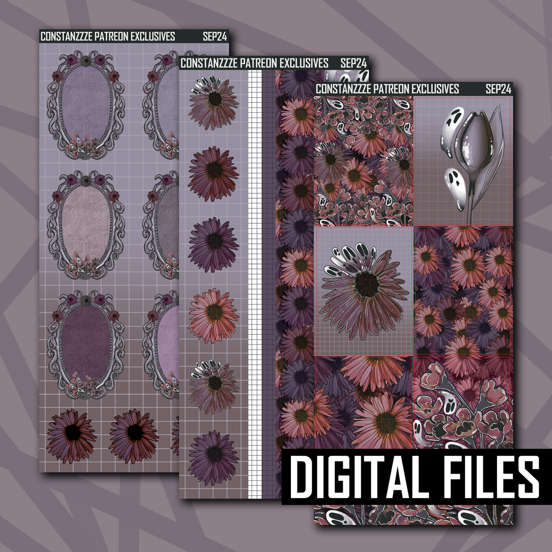 Digital Haunted Florals Deco Sheet Bundle