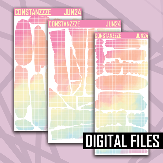 Digital Pastel Cloud Grid Layering Bundle