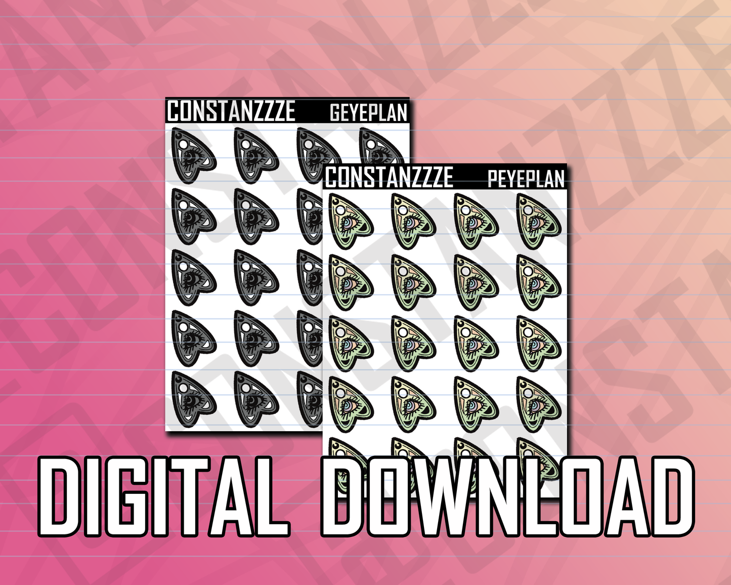 Digital Celebration Eye Planchette Sticker Sheets