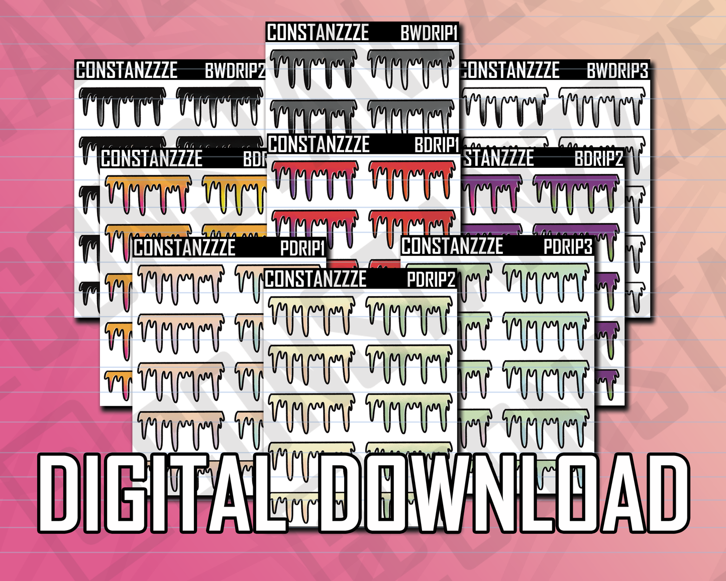 Digital Celebration Drippy Header Sticker Sheets