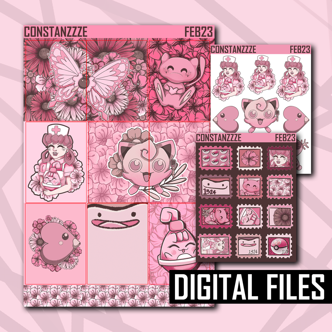 Digital PinkPoke Deco Sheet + Die Cut Bundle