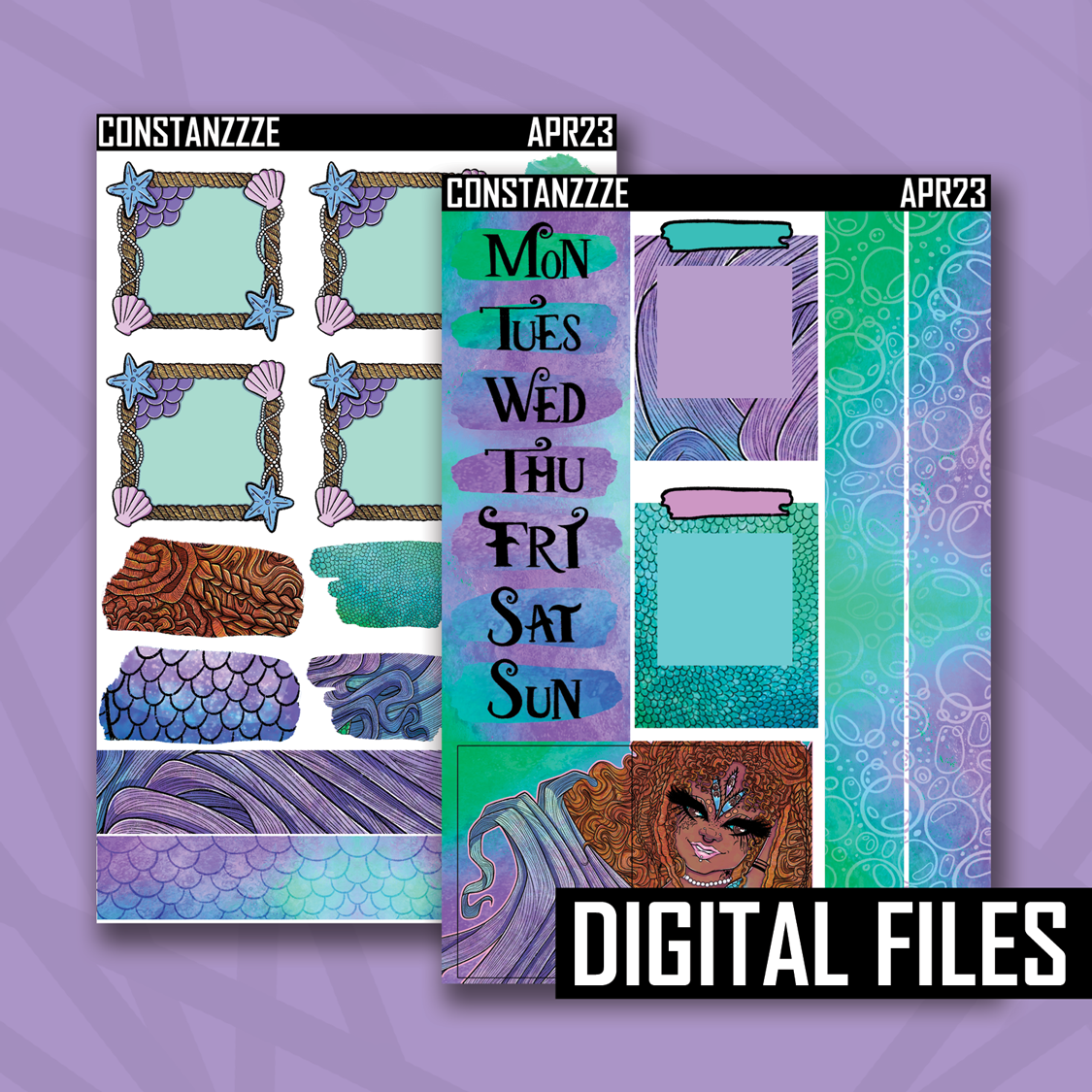 Digital Purple Mermaid Journaling Kit