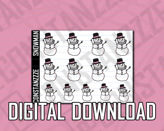 Digital Snowman Sticker Sheet