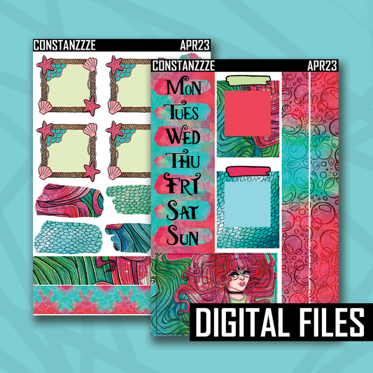 Digital Teal Mermaid Journaling Kit