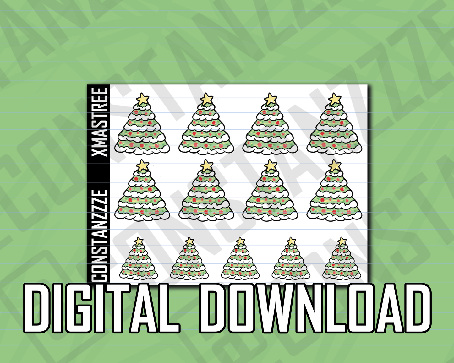 Digital Xmas Tree Sticker Sheet